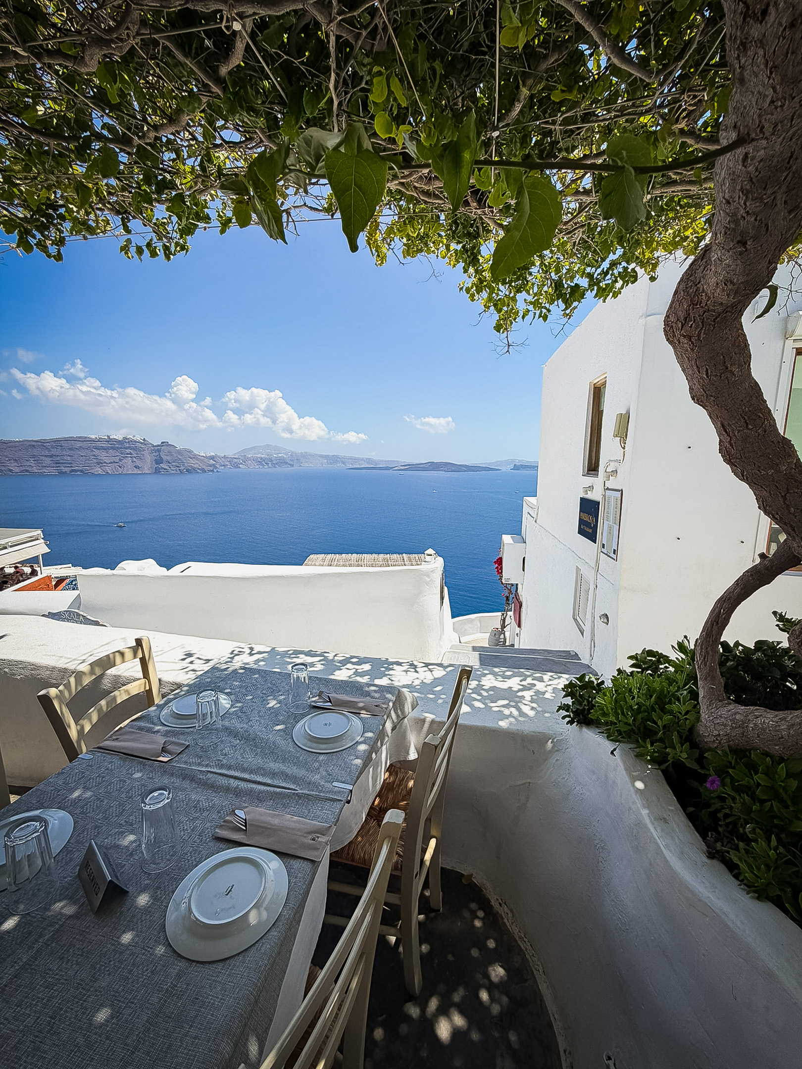 Santorini white architecture by the sea